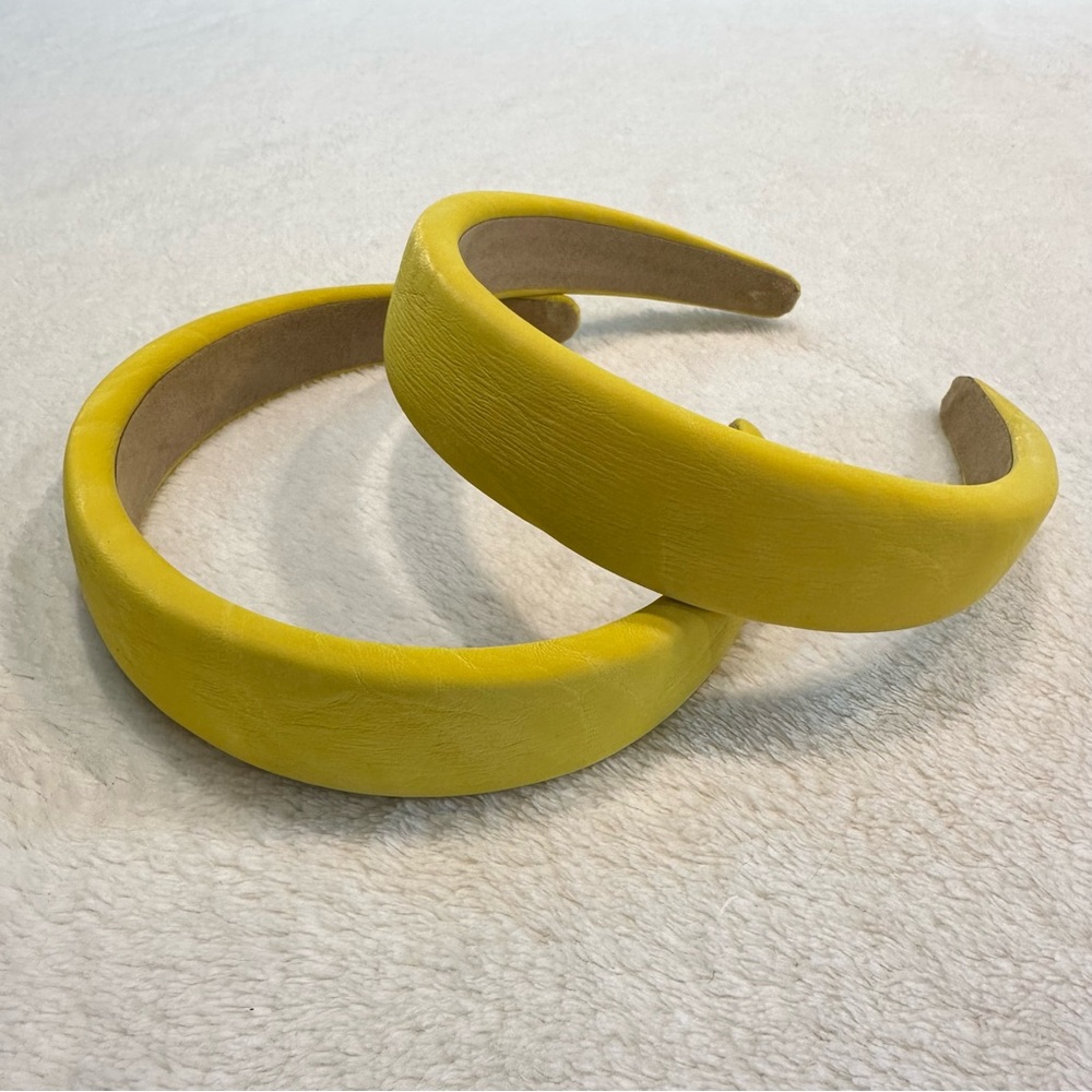 NWOT Heather Yellow Leather and Suede Textured Headband